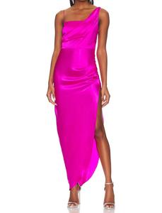 Шелковое платье Ravello в ярко-розовом цвете Amanda Uprichard