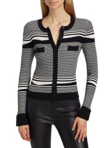 Кардиган в рубчик в полоску Beatrix Generation Love, белый/черный