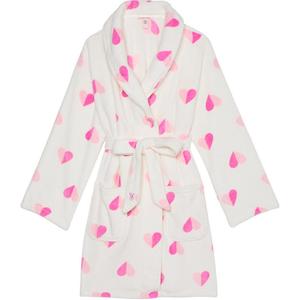 Victoria's Secret Женский халат для сна белый с розовыми сердечками