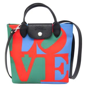 ROBERT INDIANA Collaboration Canvas With Leather Shoulder Bag, Crossbody Bag, Handbag Women's LONGCHAMP, shopping bag set(basic set+shopping bag)