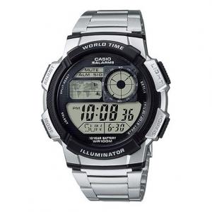 Часы CASIO Waterproof Sports Stainless Steel Strap Mens Black Digital, черный