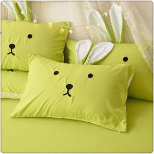 DUYHBAWRS Наволочка однотонная с вышивкой ушки кролика Cotton для детской комнаты