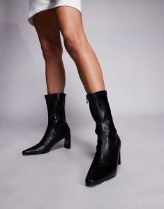 Ботильоны Public Desire Robert на каблуке черного цвета