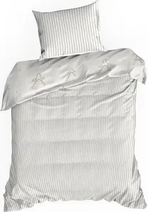 EUROFIRANY | Рождественское постельное белье - 140 x 200 см - комплект постельного белья - белый - хлопок - рождественский узор Eurofirany