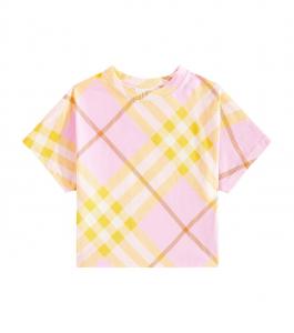 Футболка из хлопкового джерси в клетку Burberry Burberry Kids, цвет carnation pink ip check