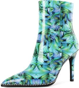 Ботильоны Joseywade на высоком каблуке для женщин, с заостренным носком, тонким стойким каблуком, боковой молнией, короткие ботинки с бусинами