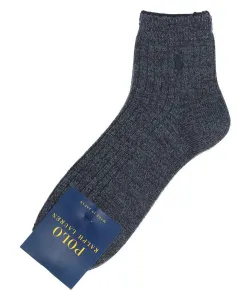 Мужские короткие носки из шерстяной смеси в рубчик Polo Ralph Lauren, цвет 68. Navy