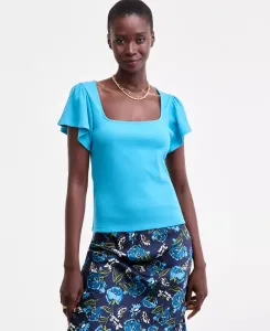 Женский топ с квадратным вырезом и рукавами-крылышками On 34th, синий