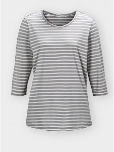 Пижамная рубашка в полоску серо-коричневого цвета с белыми вставками WITT WEIDEN