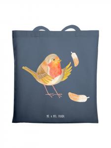 Mr. & Mrs. Panda Сумка для покупок с изображением перьев малиновки, без надписи, индиго-синего цвета