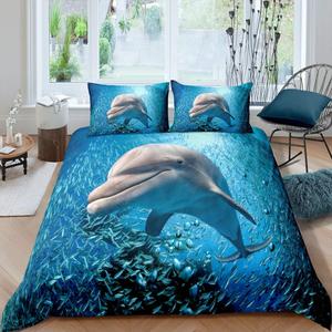 Erosebridal Комплект постельного белья Dolphin Duvet Cover с морской тематикой и принтом тропических рыб из мягкого микрофибера, Pattern 2