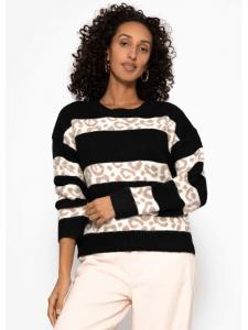 Черный свитер в леопардовую полоску SASSYCLASSY