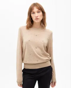 Женский кардиган с круглым вырезом и декоративными элементами в виде украшений Lola Casademunt, бежевый