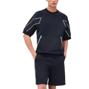 HERMES Футболка мужская темно-синяя с круглым вырезом, умеренный прямой крой