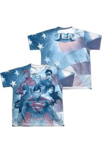 Футболка для подростков Justice League of America United с принтом (спереди/сзади) Gildan, белый