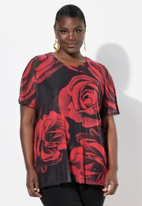 Блуза ROSE PRINT SHORT SLEEVE Ulla Popken, черный
