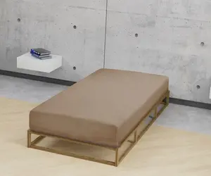 Простынь Biberna на подгонке "Marc в размере. 90х200, 140х200 или 180х200 см", из хлопка, для матрасов высотой до 22 см, плоская простыня, натяжная простыня 90-100х190-200 см, 1 шт., цвет macciato