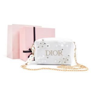 DIOR Индивидуальная косметичка Amber Camellia в стиле French Chic из денима с одним отделением, наплечная сумка, обычный размер, белый