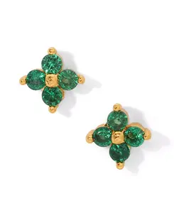 Миниатюрные серьги-гвоздики с искусственным кубическим цирконием Girls Crew, gold