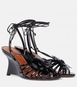 Босоножки на танкетке из лакированной кожи Orchid 85 Zimmermann, черный