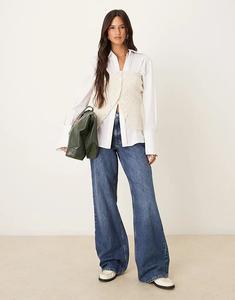 Топ-труба Gina Tricot цвета слоновой кости с комбинацией кос и комбинированием