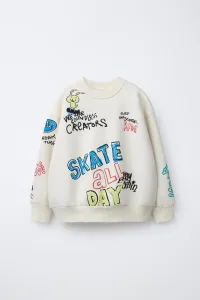 Толстовка с граффити Zara, светло-бежевый