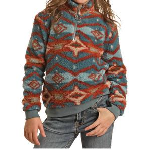 Детская толстовка Sherpa с молнией до середины в цвете индиго/мульти Rock & Roll Cowgirl