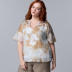 Блузка с рукавами-фонариками Plus size Simply Vera Vera Wang, Tan Multi Floral
