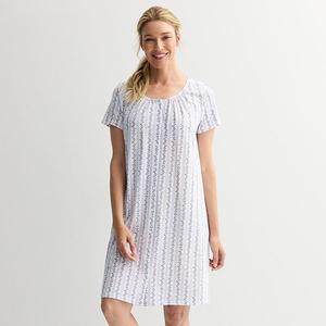 Женский короткий рукав сонный трикотажный халат Croft & Barrow, Floral Stripes