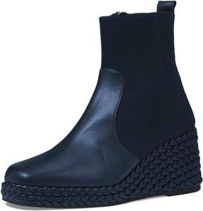 Женские ботильоны YDN с платформой, плетеной отделкой, высокие на стойке, квадратный носок, боковые молнии, для вечеринок, шопинга и работы, размеры 4-16 US, Navy