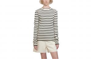 Футболка с длинным рукавом в полоску JIL SANDER, белый