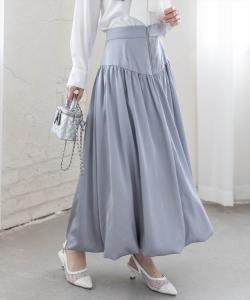 Атласная юбка-баллон с застежкой-молнией спереди