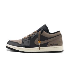 Jordan AJ1 устойчивые к истиранию низкие кроссовки Vintage Basketball Shoes Unisex Black Brown