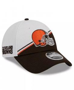 Мужская регулируемая шапка белого, коричневого цвета Cleveland Browns 2023 Sideline 9FORTY New Era, белый