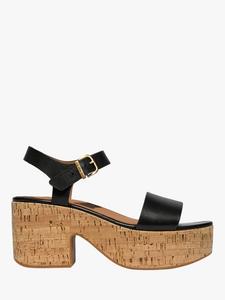 Сандалии platfforms из смесовой кожи на каблуке с ремешком на щиколотке FitFlop, черный