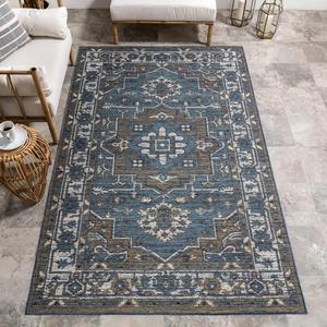 Ковер nuLOOM, 122 x 183 см, Jamie Medallion для дома и улицы в гостиную, патио, террасу, крыльцо, кухню, кремовый и синий/синий