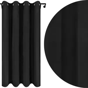 Штора на люверсах из велюра 140х250 см. Плотная черная бархатная штора. Готовая штора с люверсами. Voppi