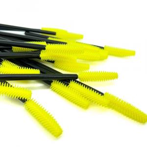 ForMe, Щеточка для ресниц, силиконовая ручка, черная, желтая щетина (упаковка 50 шт.)