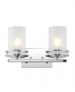 Светодиодный светильник для ванной комнаты Fairfax с двумя плафонами в современном гламурном стиле Jonathan Y, цвет silver-tone