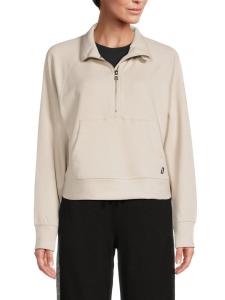 Пуловер с застежкой-молнией и ребристым рукавом реглан DKNY, цвет Oat