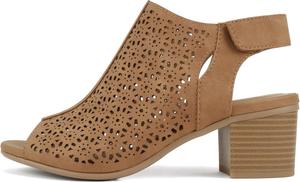 CITYCLASSIFIED «Elect» ~ Женские ботильоны с открытым носком, лазерной резкой, геометрическим рисунком, с ремешком на щиколотке и низким устойчивым каблуком, Tan Nb