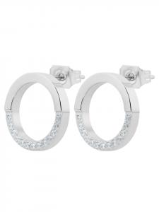 Adeliás Женские серьги - серьги-гвоздики из нержавеющей стали со стразами, серебристого цвета