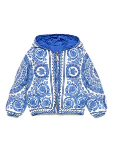 Куртка с капюшоном и принтом в стиле барокко Versace Kids, нейтральный