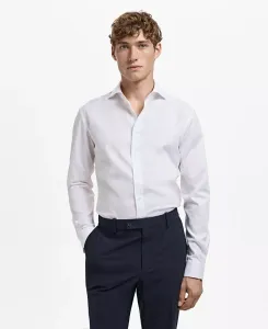Мужская хлопковая рубашка облегающего кроя Mango, белый