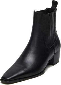 Женские ботильоны Chelsea OMLISHZTY с кожаной вставкой, стильным массивным каблуком и эластичной посадкой, ботинки на осень, Black