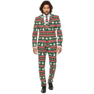 Мужской облегающий праздничный костюм и галстук OppoSuits, зеленый