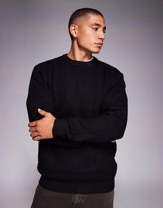 Ребристый джемпер с круглым вырезом черного цвета River Island