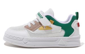 Детские низкие скейтбордистские кроссовки Big Wasp, белый зеленый[mesh]