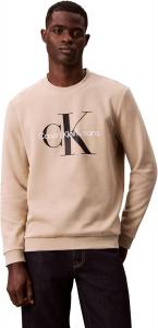 Мужская толстовка с круглым вырезом и монограммой Calvin Klein, White Pepper