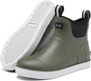 CKWLXQY Женские ботинки на корабельной подошве, водонепроницаемые укороченные дождевые ботинки с противоскользящей подошвой, резиновые ботинки для сада и рыбалки, для лодочных прогулок, кемпинга, фермерских работ и работы на открытом воздухе